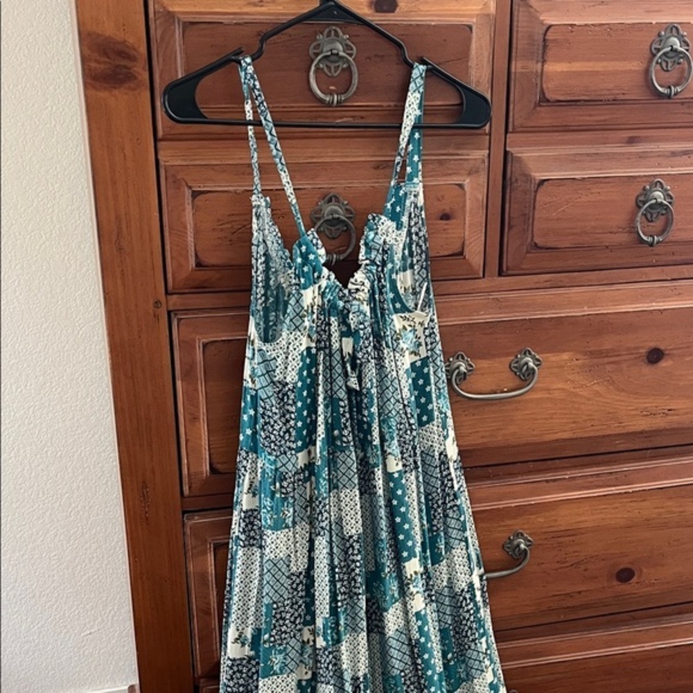GiGio Teal and White Midi Sun Dress NWT